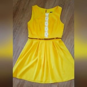 Yellow Dress with white sequin flowers